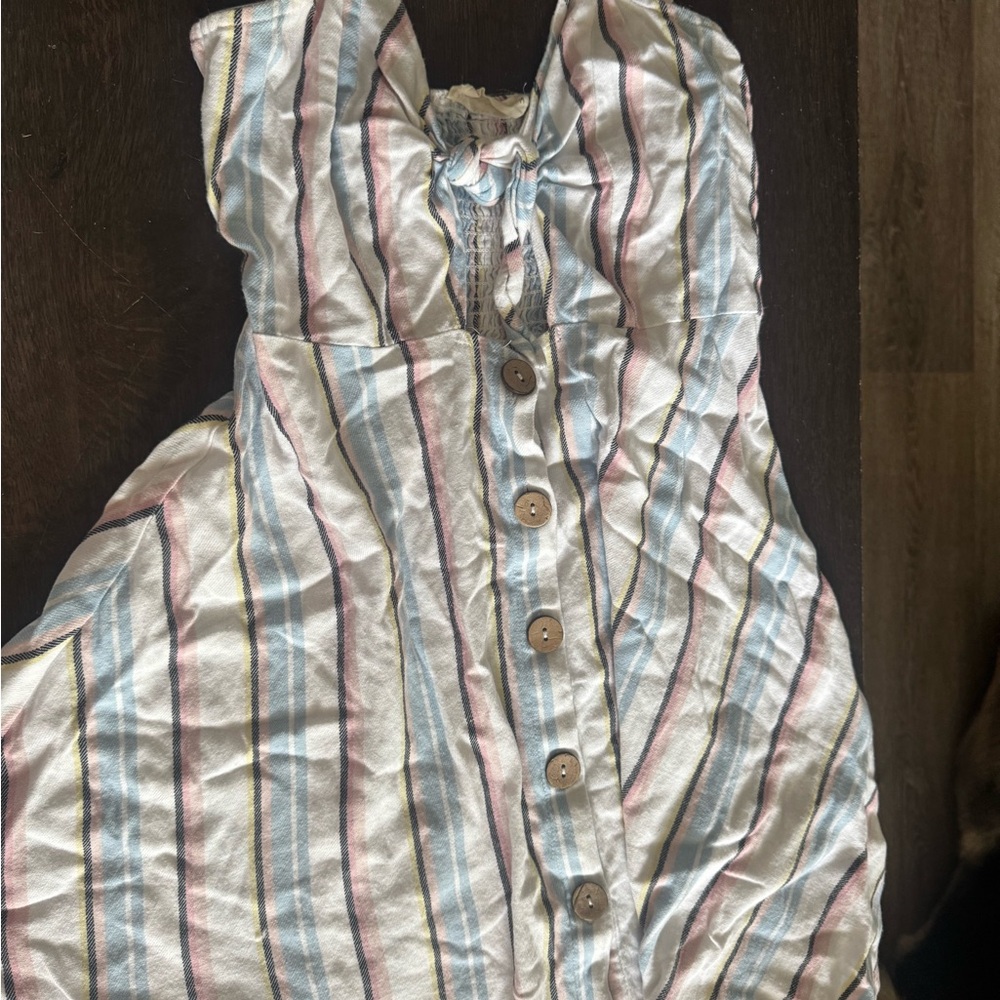 Striped Button-Down Sleeveless Top